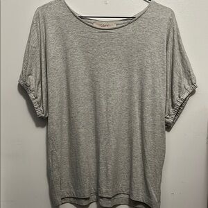 LOFT Gray Relaxed Oversized T-Shirt with Cuffed Sleeves